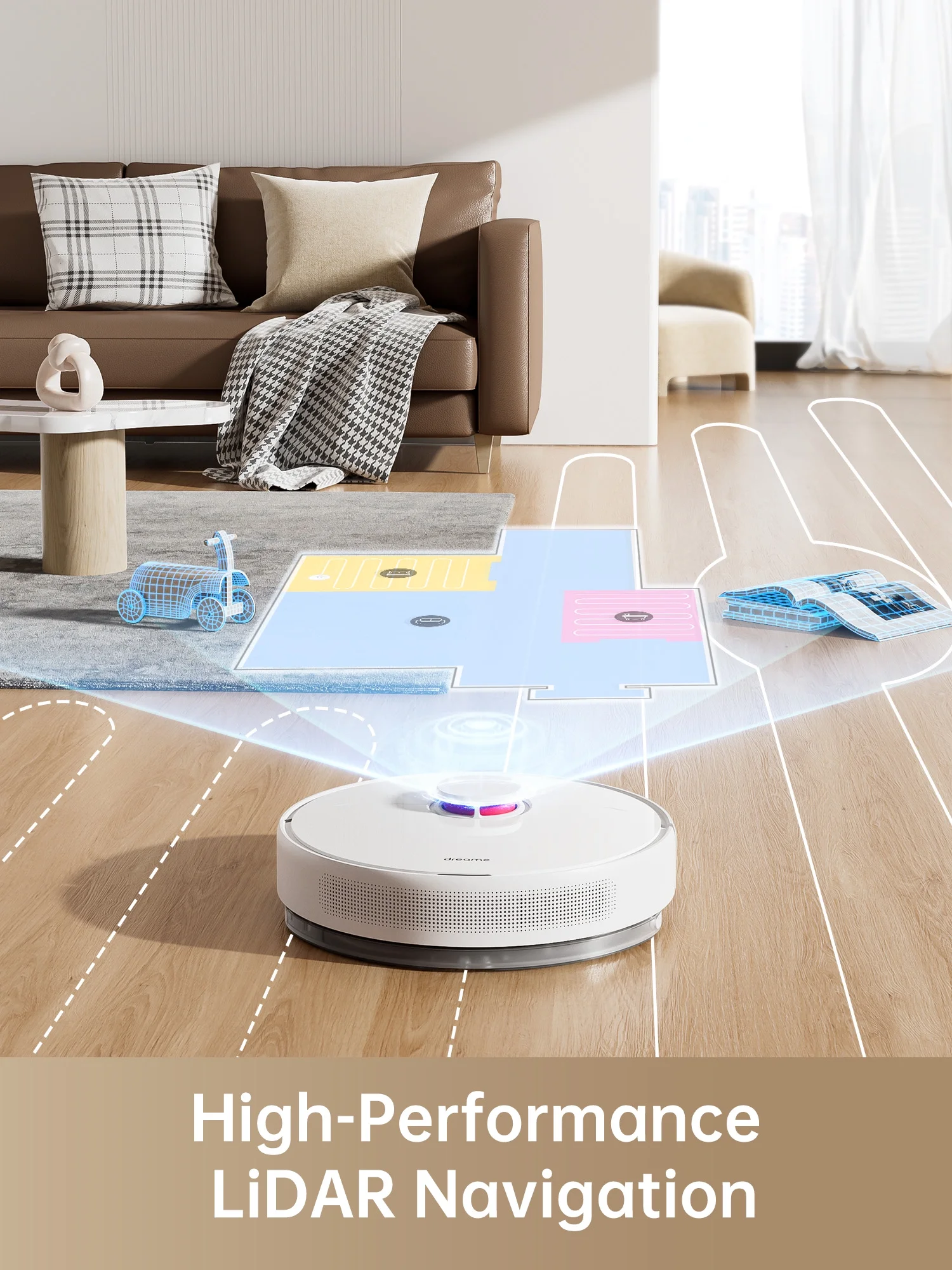 Dreametech D10 Plus Robot Vacuum and Mop with Self-Emptying Base for 45 Days of Cleaning, Robotic Vacuum with 4000 Pa Suction and LiDAR Navigation