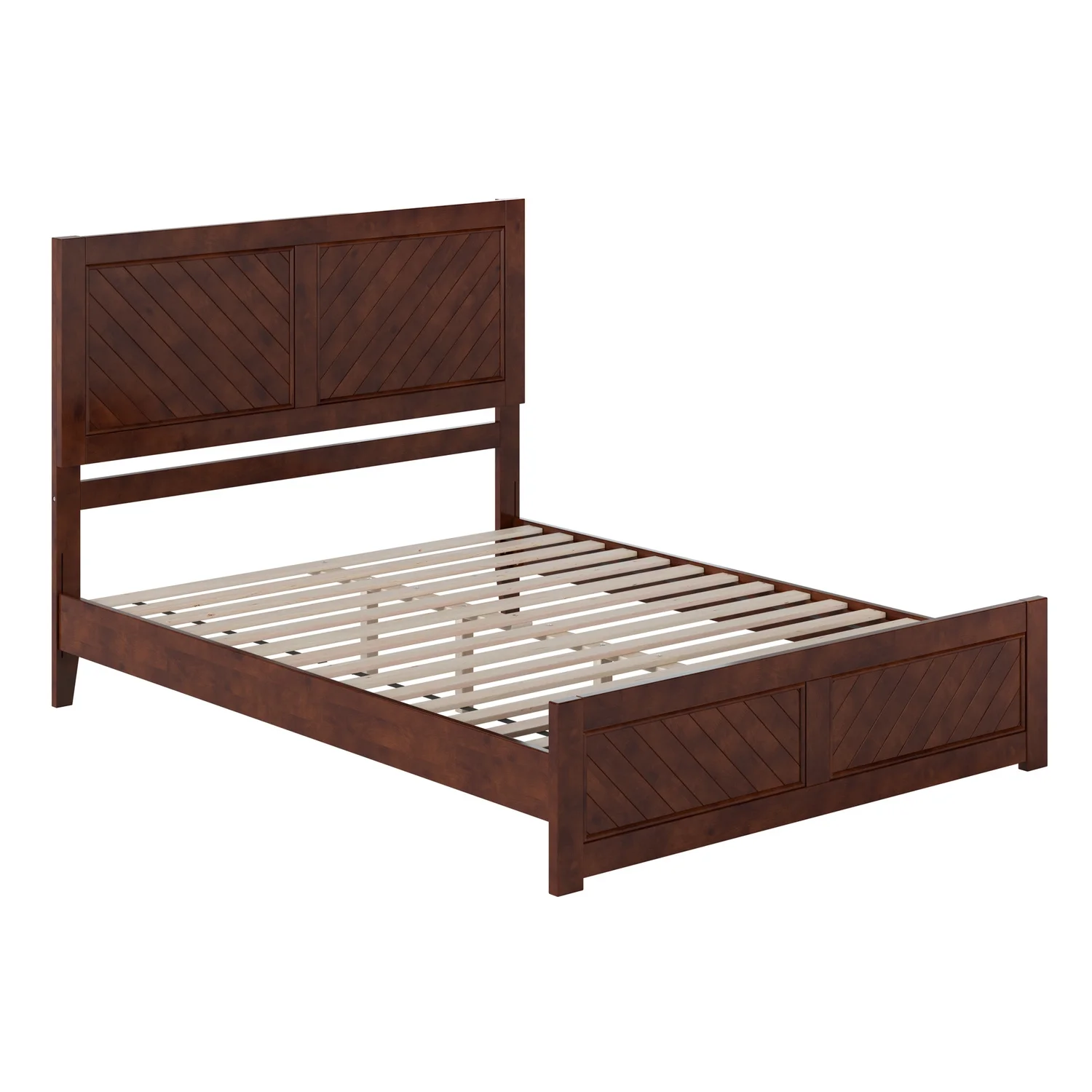 AFI Berkshire Queen Solid Wood Low Profile Platform Bed with Matching Footboard, Walnut
