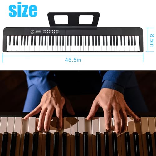 88 Key Digital Piano, Semi Weighted Electronic Keyboard Piano with Music Stand, Power Supply, Sustain Pedal, Bluetooth, Carrying Case, Headphones