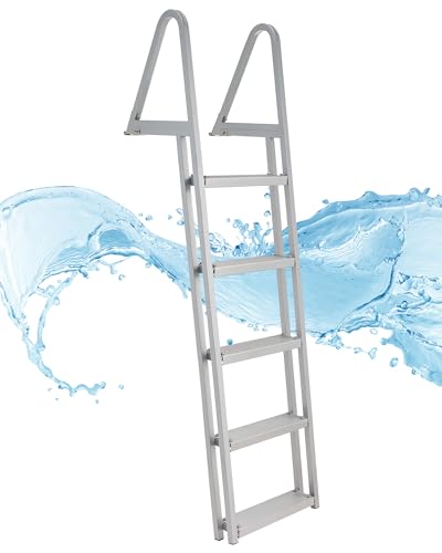 CO-Z 3 Step Removable Dock Ladder, Pontoon Boat Ladder with 350lb Load, Aluminum Swim Ladder with Wide Step & Nonslip Tread