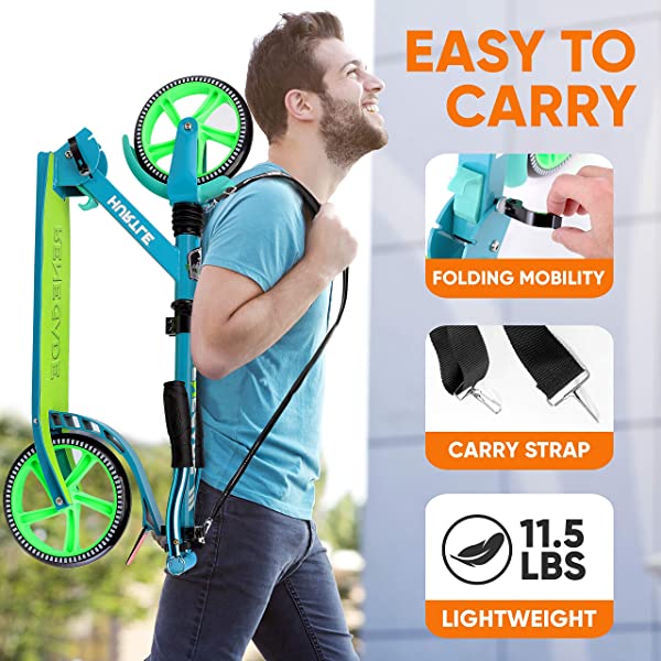 Hurtle Scooter &ndash; Scooter for Teenager &ndash; Kick Scooter &ndash; 2 Wheel Scooter with Adjustable T-Bar Handlebar &ndash