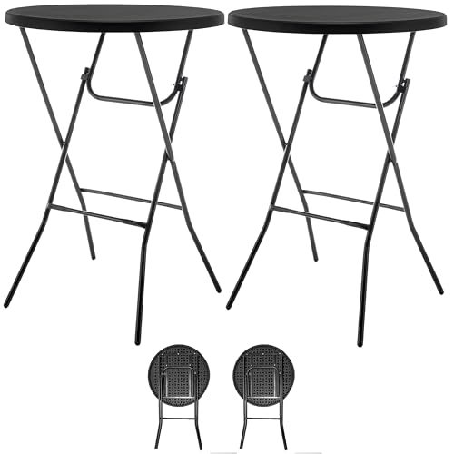 BTEXPERT White 2.63 Foot 32in Round Plastic Bar Height Folding Cocktail Table 330lb Weight Capacity Commercial Portable Banquet Dining Wedding Party
