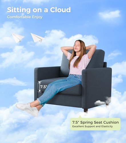 Sofa Accent Chair, 33" Reading Chair for Bedroom, Tool-Free Setup Living Room Accent Chairs, Comfy Arm Chairs Living Room, All-Wood Reading Nook