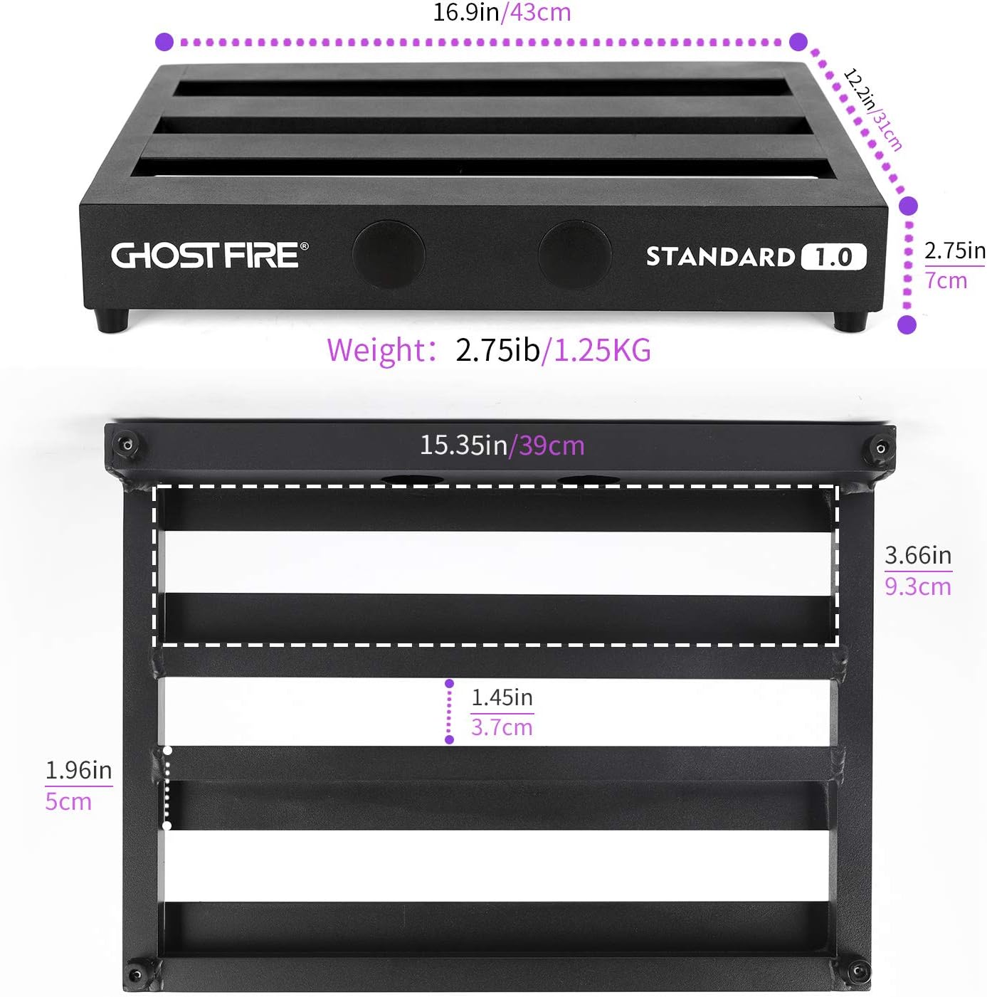 Ghost Fire Guitar Pedal Board Aluminum Alloy Effect Pedalboard with Carry Bag,V series (V-BABY MAX（Deluxe Edition）)