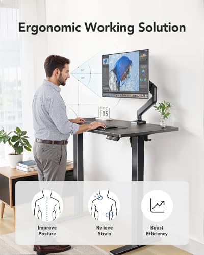 HUANUO Electric Standing Desk, 71 x 35 inch Large Height Adjustable Table, Powerful Brushless Motor, 4 Memory Preset, Sit Stand Up Desk