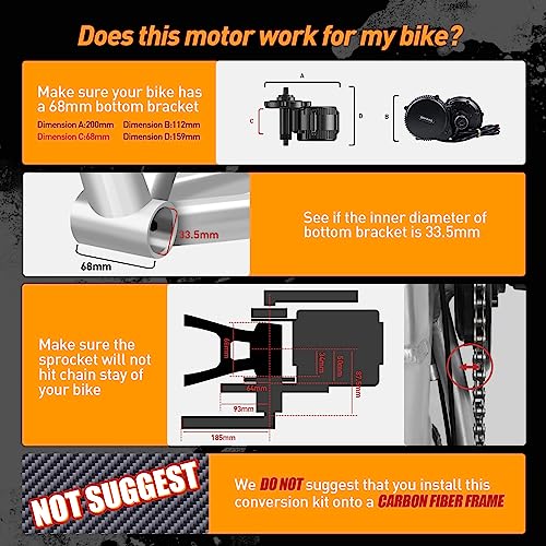 Bafang Electric Bike Conversion Kit Mid Motor BBS-HD 48 V 1000 W Motor Accessories Display Optional Kit Downtube Battery