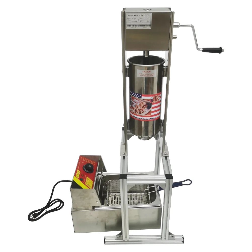 Techtongda 5L Vertical Manual Churrera Churros Spainish Donuts Machine with Deep 6L Fryer