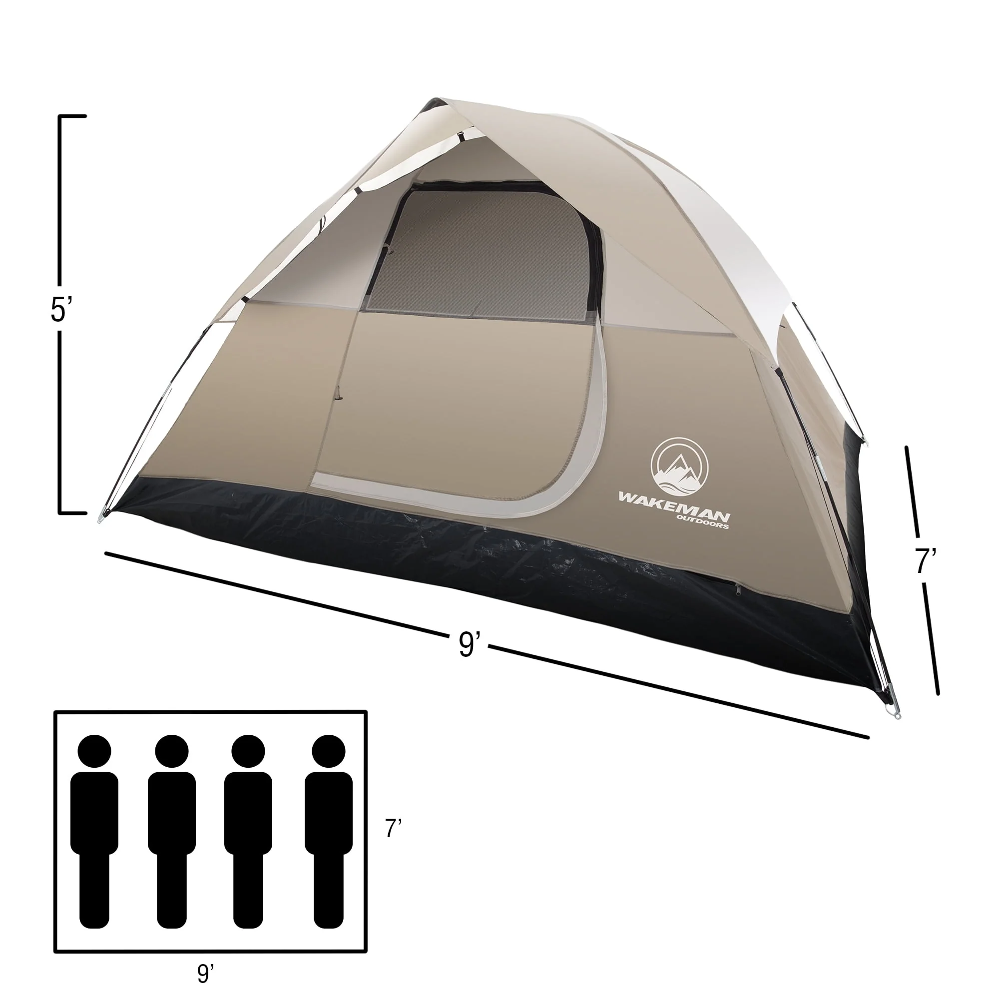 4-Person Tent, Water Resistant Dome Tent for Camping With Removable Rain Fly And Carry Bag, Rebel Bay 4 Person Tent By Wakeman Outdoors