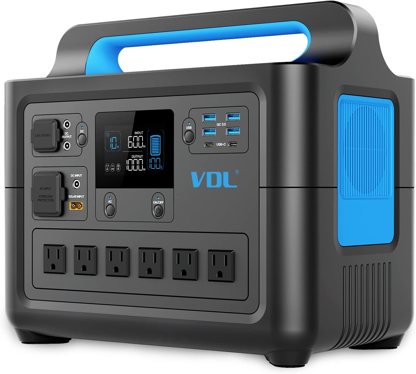 Portable Power Station 1228Wh VDL HS1000 Solar Generator, Fully Charged within 2 Hours