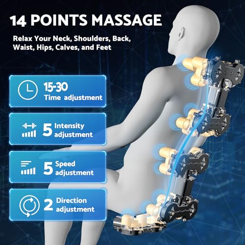 Massage Chair, Zero Gravity Full Body Massage Chair, Shiatsu Recliner with 14 Massage Points, Lumbar & Calf Heating, 20 Auto Modes