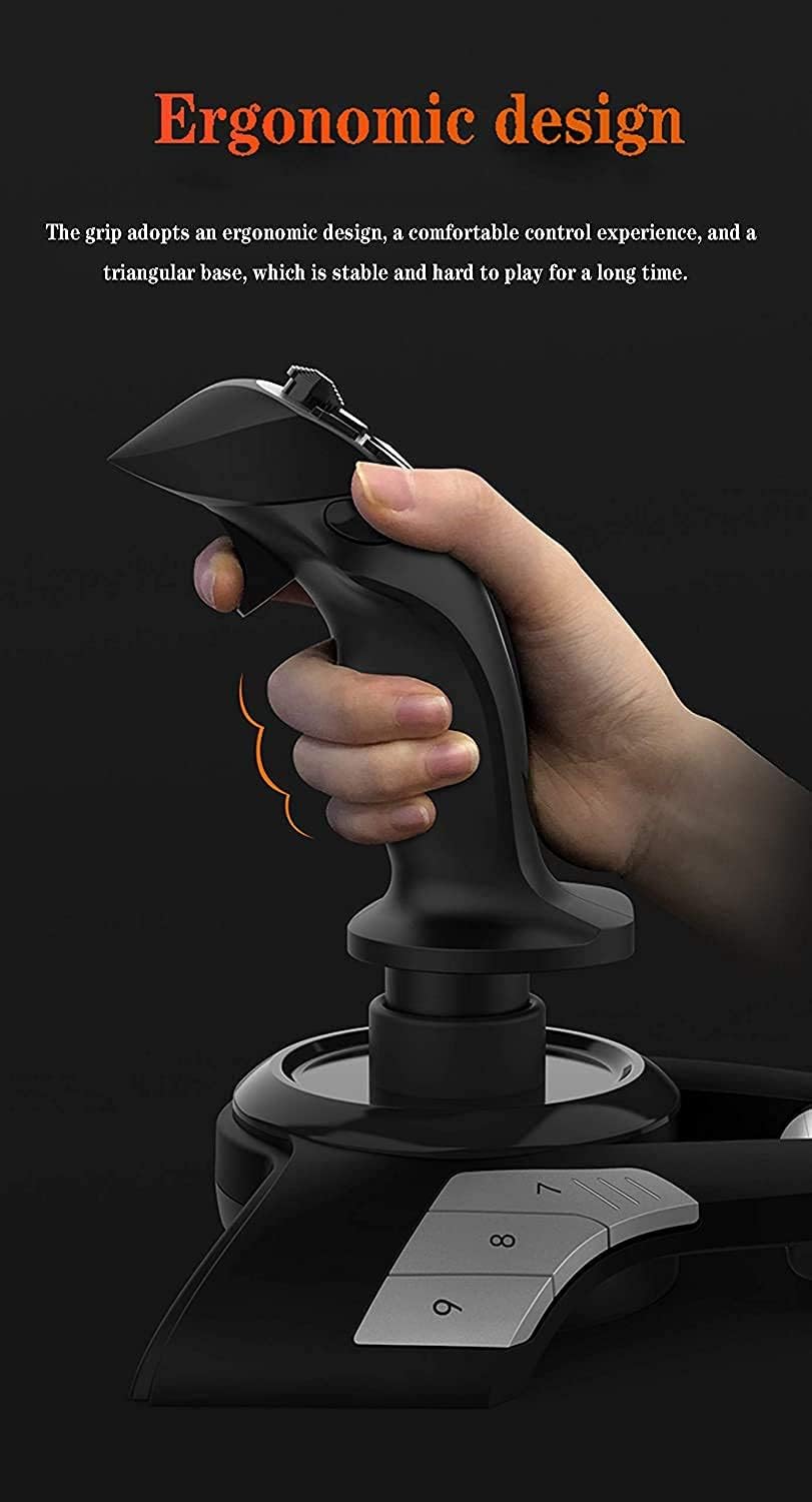 PXN-USB Flight Simulation Stick PC Flight Joystick Flight Joystick Controller, with Vibration Function Throttle Control, 12 Programmable Buttons
