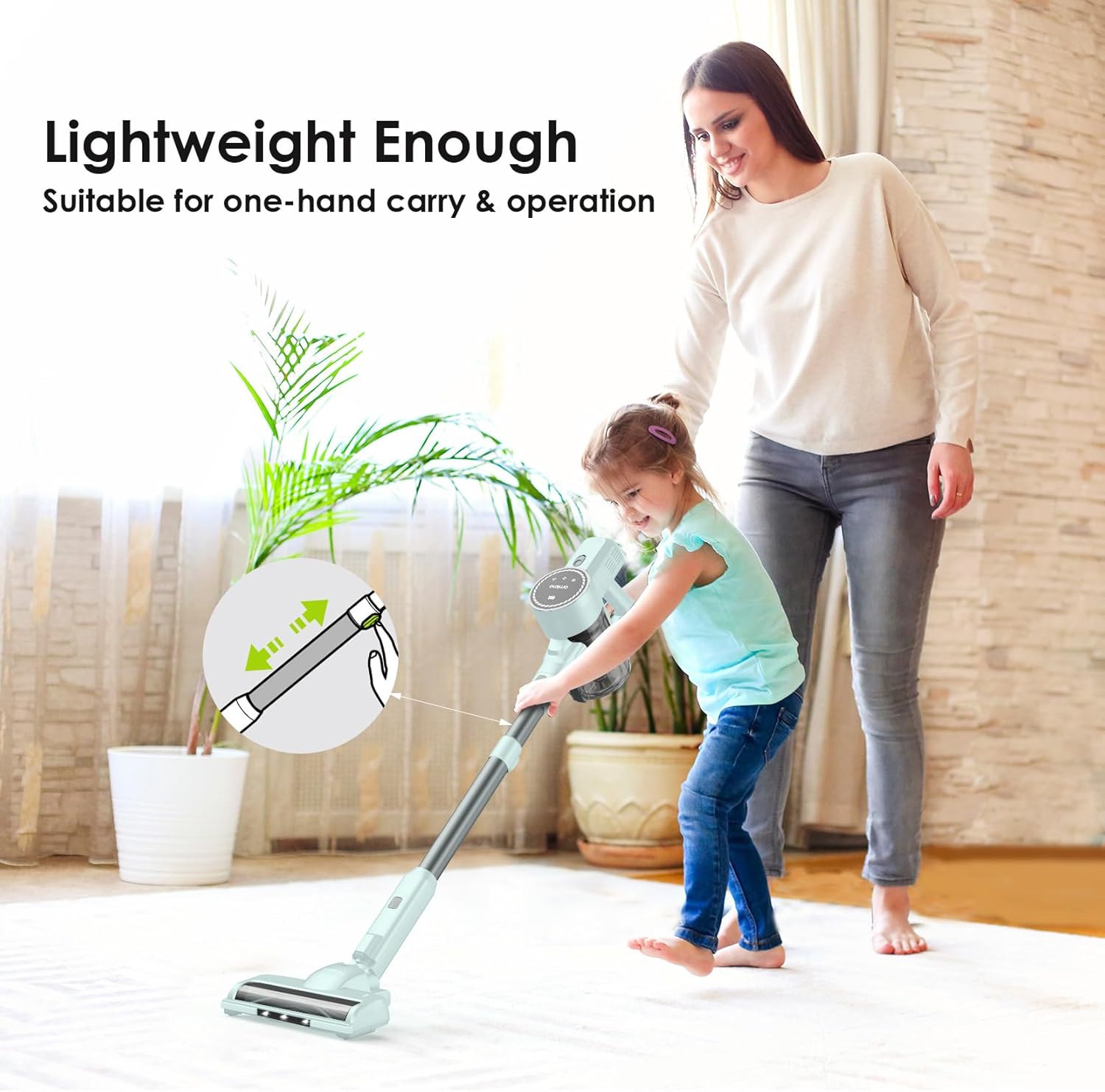 Oraimo Vacuum Cleaner for Home, 24KPA Max Brushless Cordless Vacuum, Stick Vacuum with LED Display, Self-Standing Stick Vacuum