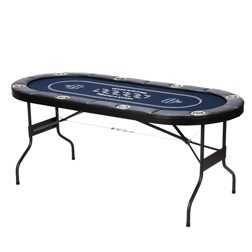Foldable Poker Table-8 Player Texas Hold'em Table, No Assembly Needed, Equipped with Cup Holders, Perfect for Homes, Parties, Game Rooms