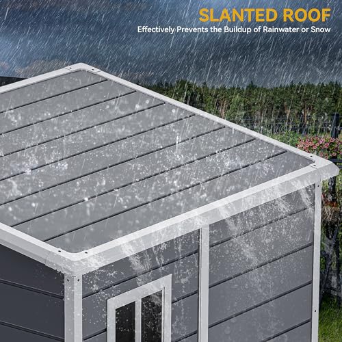 DWVO 5x3ft Resin Outdoor Storage Shed with Floor, Waterproof Lockable Storage Shed with Window, Plastic Outside Tool Storage for Garden, Backyard