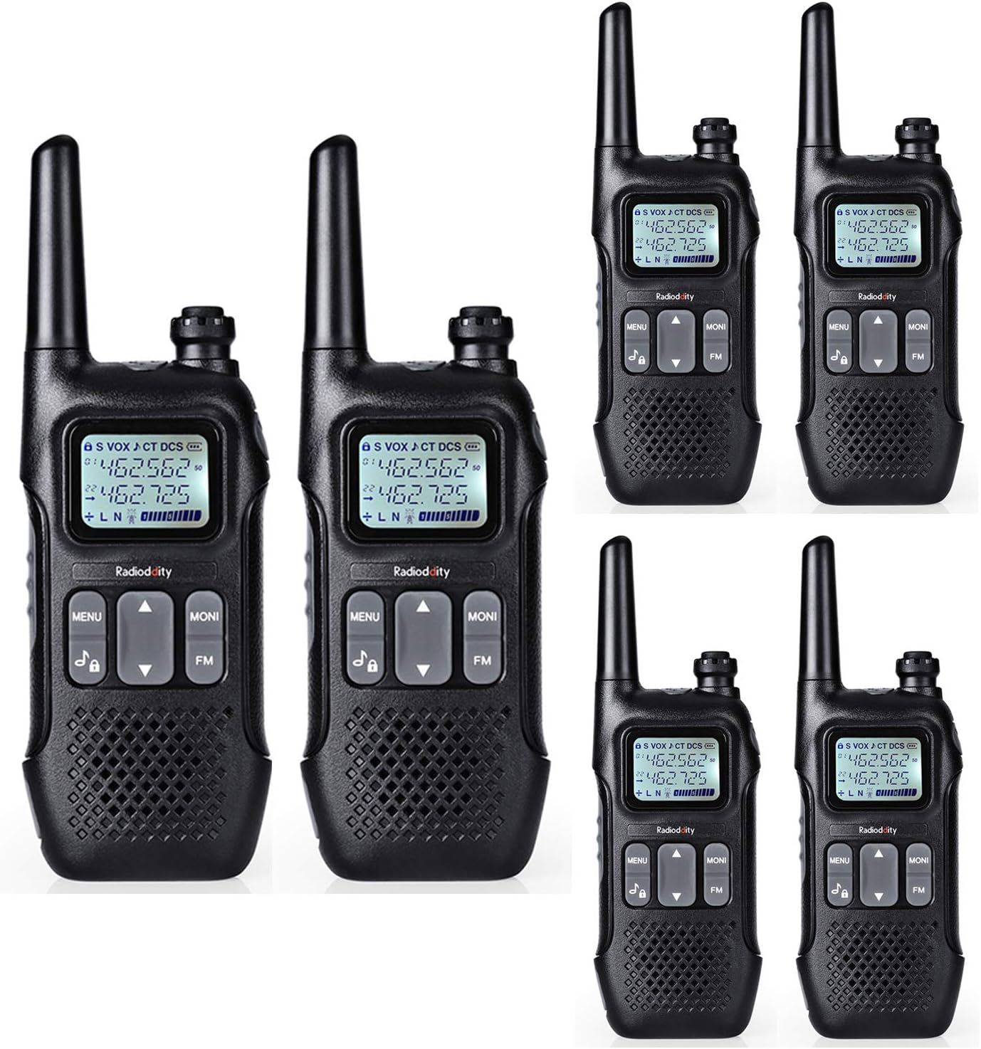 Radioddity FS-T1 FRS Two-Way Radio Long Range License-Free Walkie Talkies NOAA, 22 Channels 154 Privacy Codes with Earpiece, USB Charging