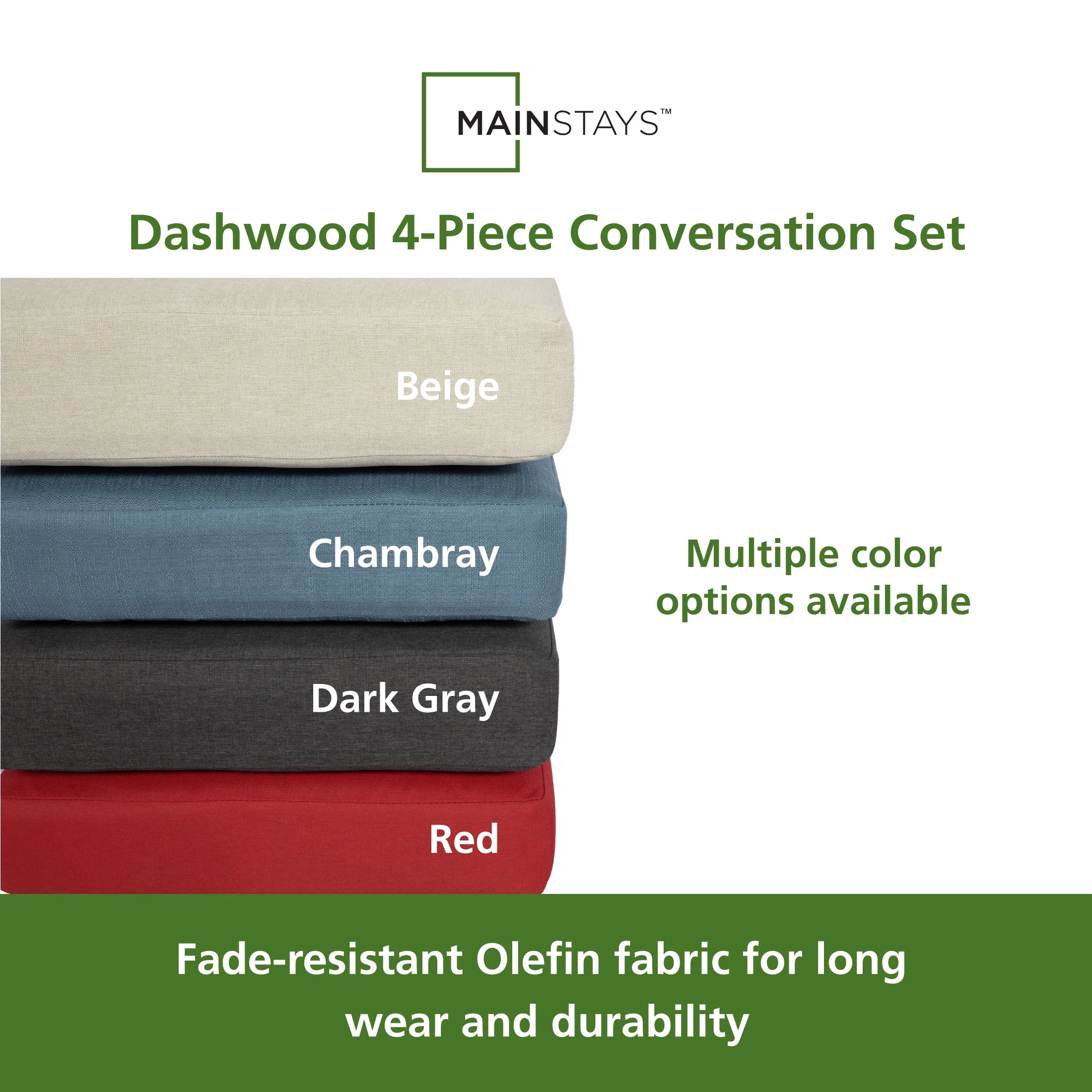 Mainstays Dashwood 4-Piece Outdoor Patio Conversation Set, Seats 4, Gray