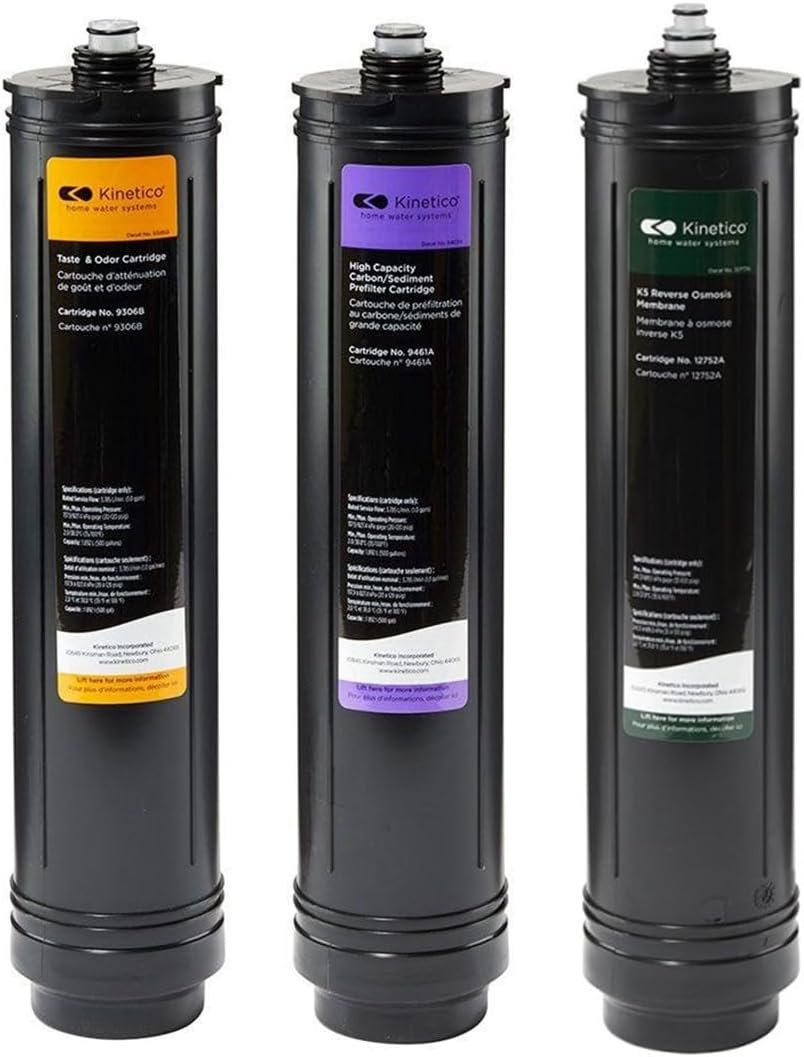 Kinetico K5 systems, 3 cartridge set (Part No. 9461 PURPLE, 9306 ORANGE & 12752 GREEN RO)