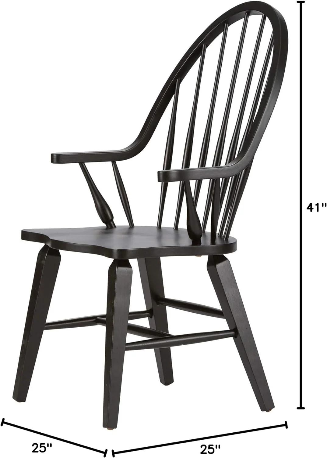 Windsor Back Arm Chair, W25 X D25 X H41, Black