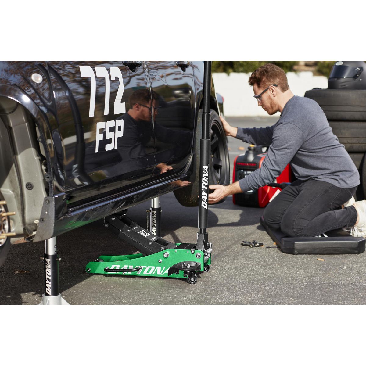 DAYTONA 2 Ton Professional Racing Series Aluminum Floor Jack with RAPID PUMP
