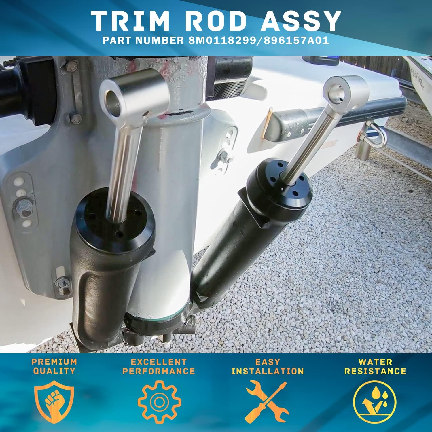 Pair of Trim Rod Assy Kit Fit for Mercury Mariner Verado Engines 200-400HP Rpleace OEM 8M0118299 896157A01