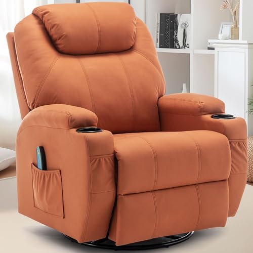 Recliner Chair, Rocking Chair with Massage and Heat, 360° Swivel Recliner Chairs for Adults