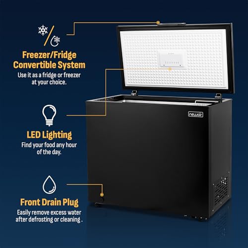 Newair 13.8 cu. ft. Upright Freezer, Fridge Freezer Convertible, Garage Ready Refrigerator, Frost Free Freezer with Door Alarm, Stand up Deep Freezer