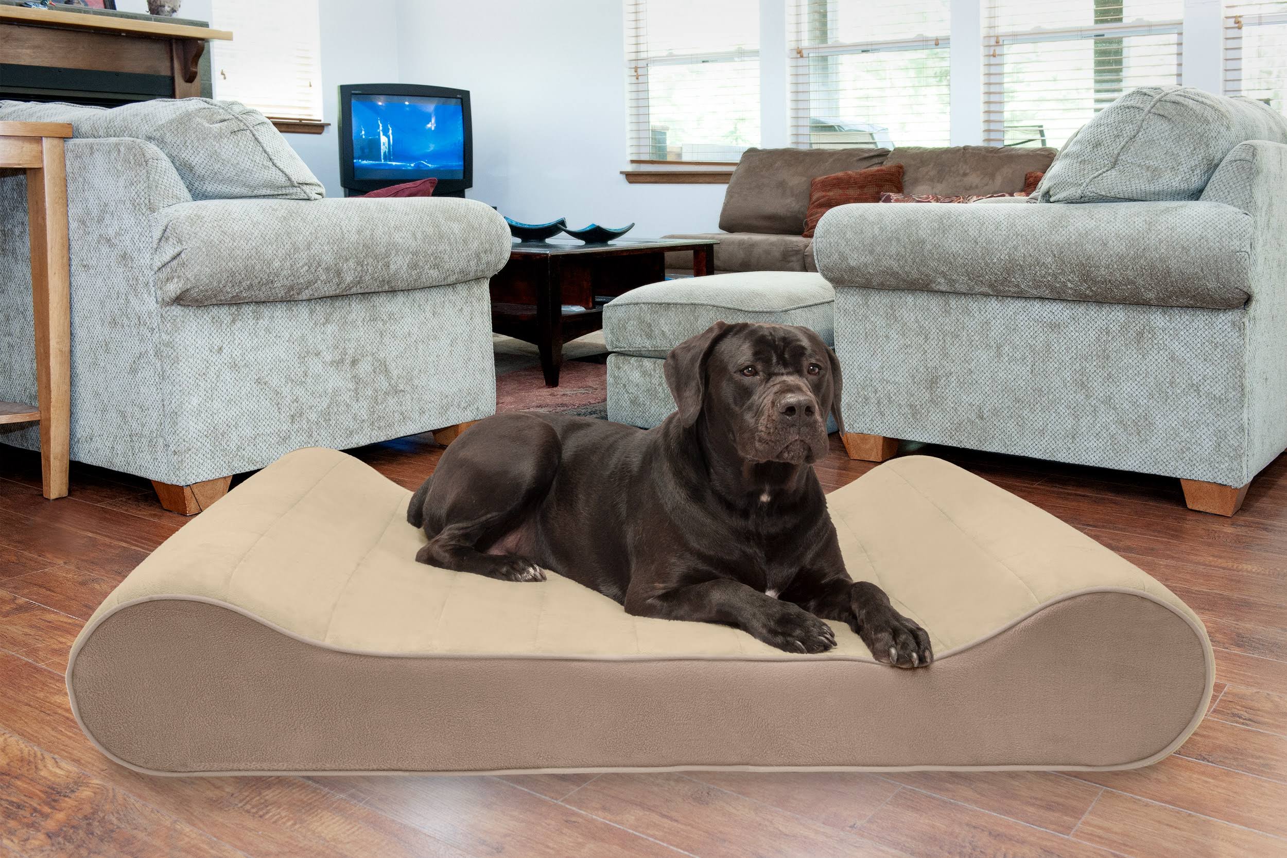 FurHaven Pet Dog Bed | Memory Foam Microvelvet Luxe Lounger Pet Bed for Dogs u0026 Cats (Clay, Giant)