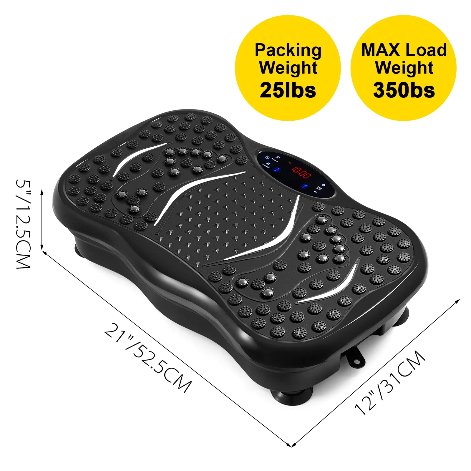 VEVOR Vibration Platform, Full Body Exercise Vibration Plate, Vibration Machine 350lbs LCD 3 Levels Massage Remote Bluetooth USB Music