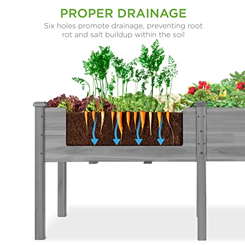 Best Choice Products 72x23x30in Raised Garden Bed, Elevated Wood Planter Box Stand for Backyard, Patio, Balcony w/Divider Panel, 6 Legs