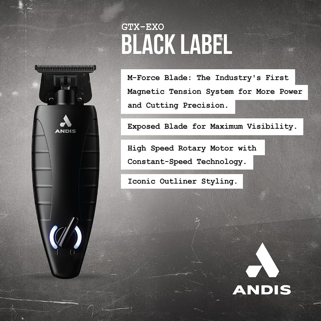 Andis GTX-EXO Black Label Special Edition, Professional Lithium-ion Electric Beard & Hair Trimmer, M-Force Technology, Cordless