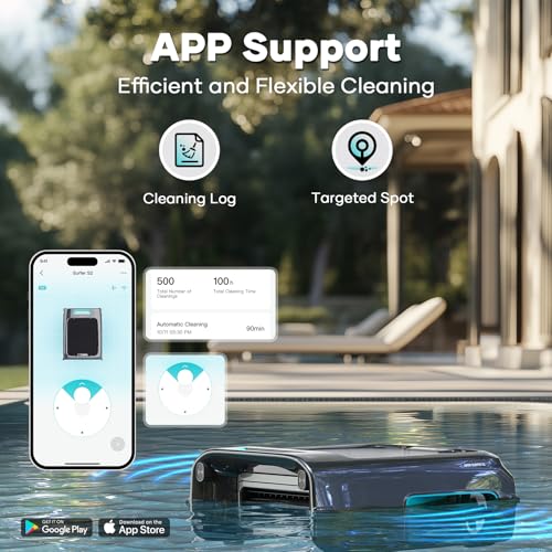 AIPER Surfer S2 Robotic Solar Pool Skimmer with APP Support, 24/7 Cleaning, Dual Charging Modes, Smart Obstacle Avoidance
