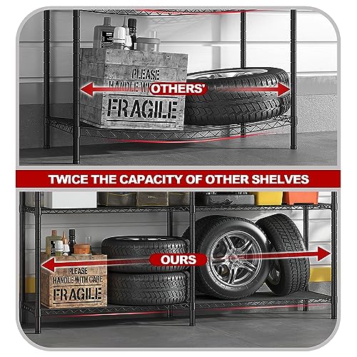REIBII 73''W Storage Shelves Load 1650 LBS Metal Shelving 5-Tier Wire Shelving Unit for Storage Rack Adjustable Heavy Duty Metal Shelves for Pantry
