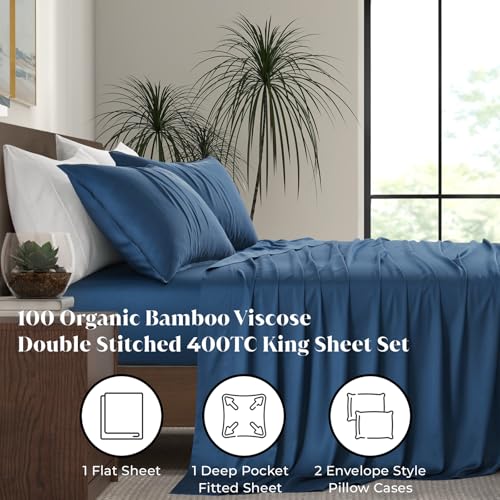 Luxury Bamboo Market | Queen Size Bed Sheet Set | 100% Viscose Made from Bamboo | Organically Grown | Ultra Soft | Cooling Sheets for Hot Sleepers |