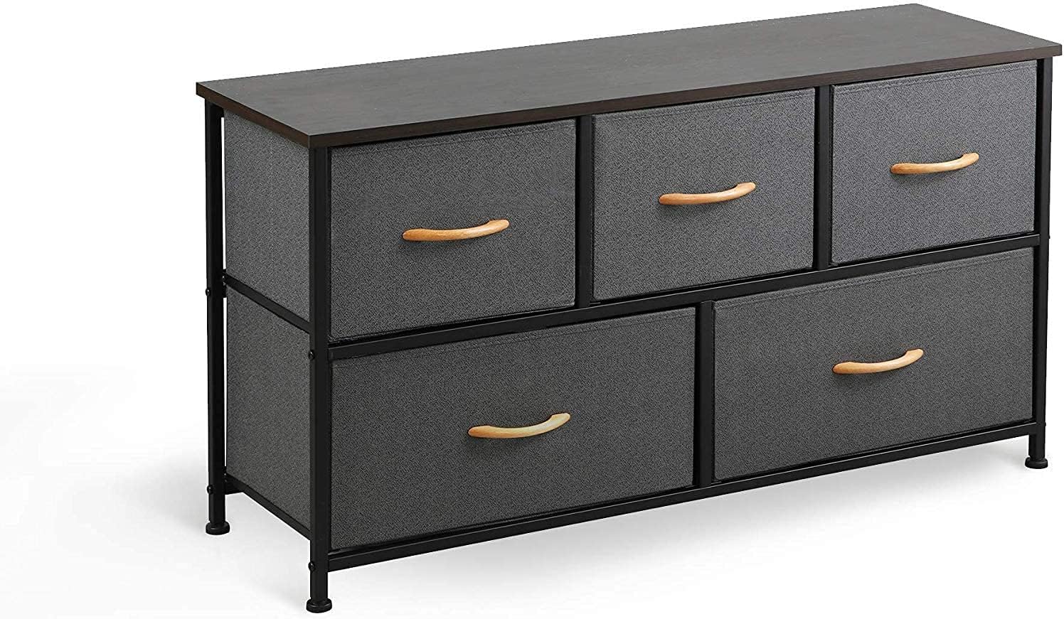 Somdot Dresser with 5 Easy Pull Drawers 39.4'' Wide Fabric Dresser Vertical Storage Tower Organizer Unit for Bedroom Office Laundry Closet Entryway