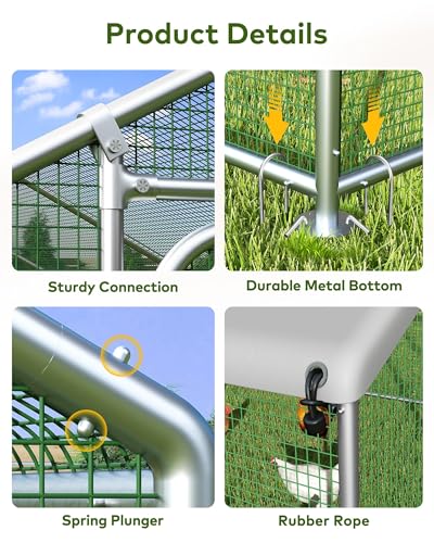 Chicken Coop Poultry Cage Large Metal Hen Run with Water-Resident Cover for Rabbit Duck House Outdoor Walk-in Chicken Pen for Yard