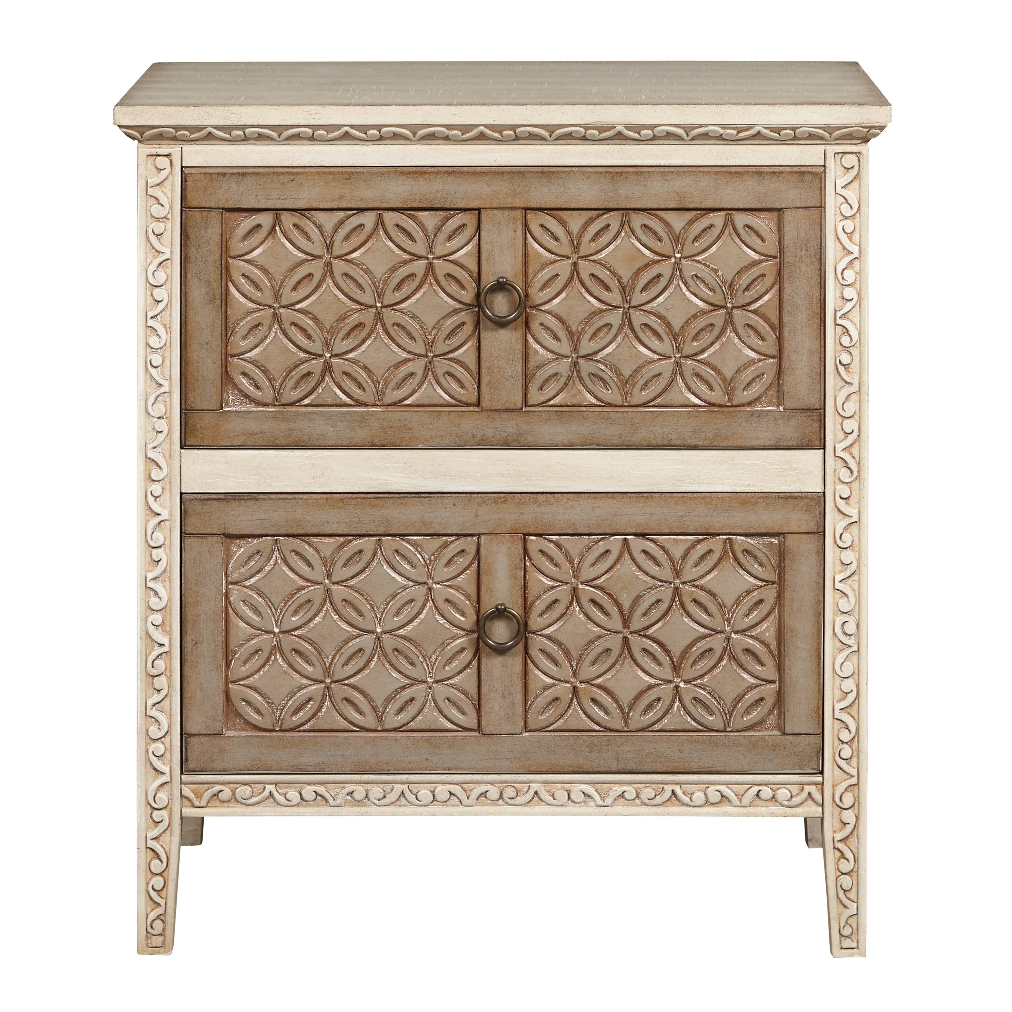 Two Tone Carved Front Accent Chest