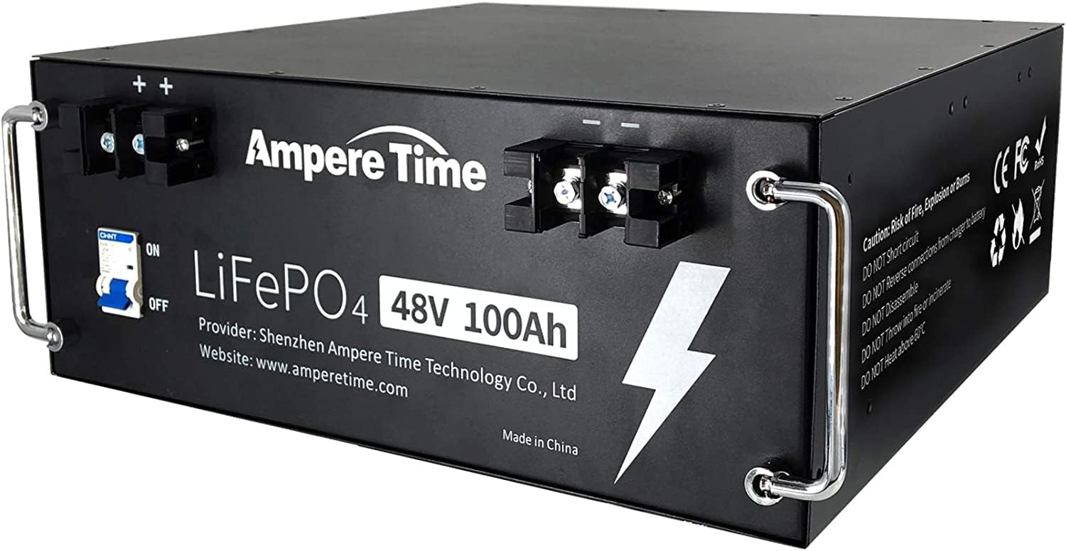 Ampere Time 12V 400Ah Deep Cycle LiFePO4 Battery Pack, with Built-in 250A BMS, Longer Runtime with 5.12kWh, 4000+ Cycle, Perfect for Solar System, RV
