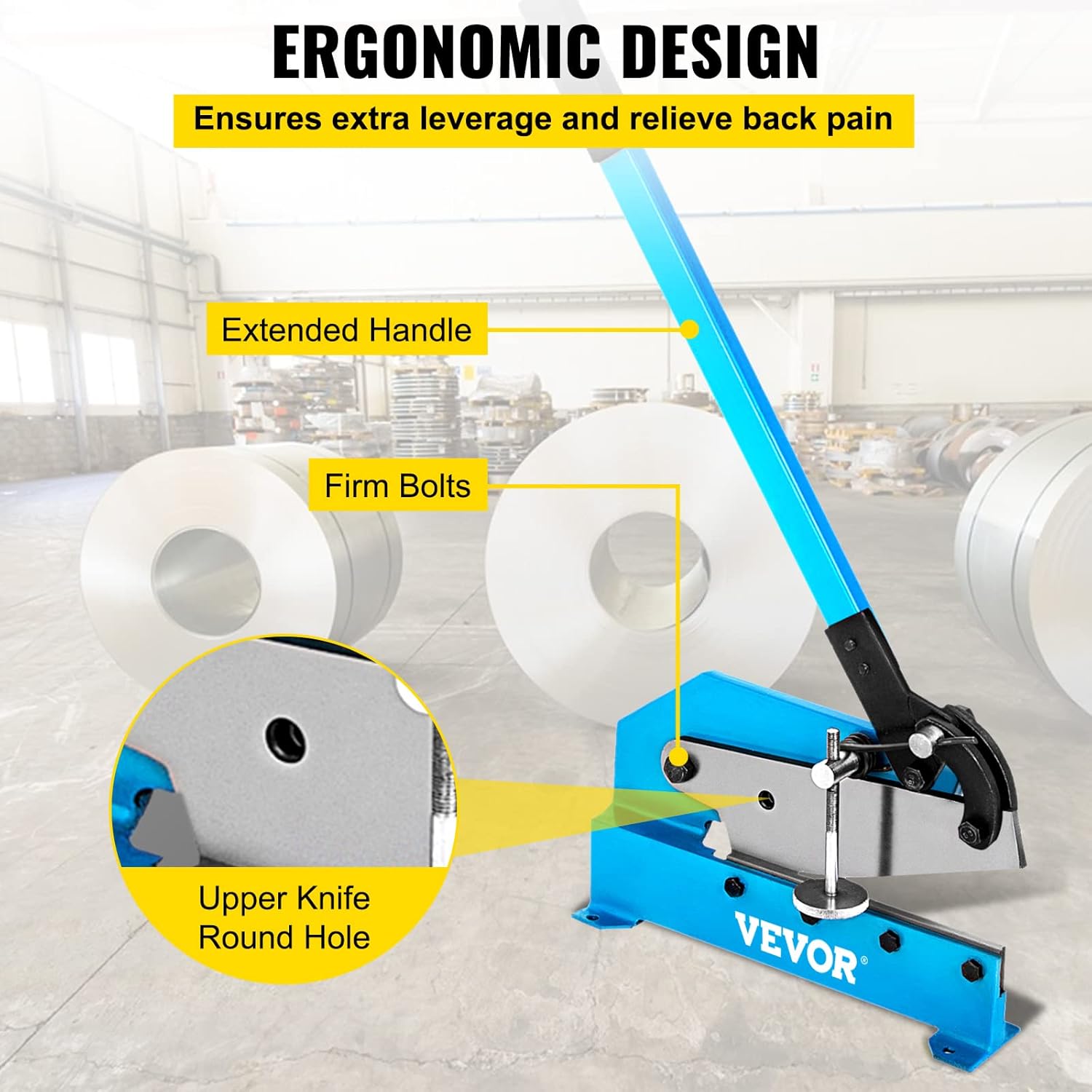 VEVOR Hand Plate Shear 5", Manual Metal Cutter Cutting Thickness1/4 Inch Max, Metal Steel Frame Snip Machine Benchtop 7/16 Inch Rod