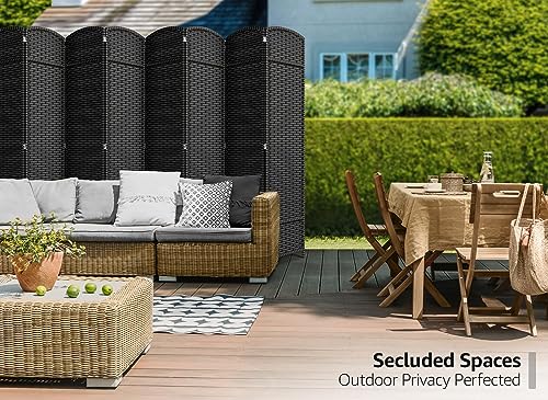 Sorbus 8-Panel Black Room Divider with Double Hinged Panels, 6 ft Tall Folding Privacy Screen
