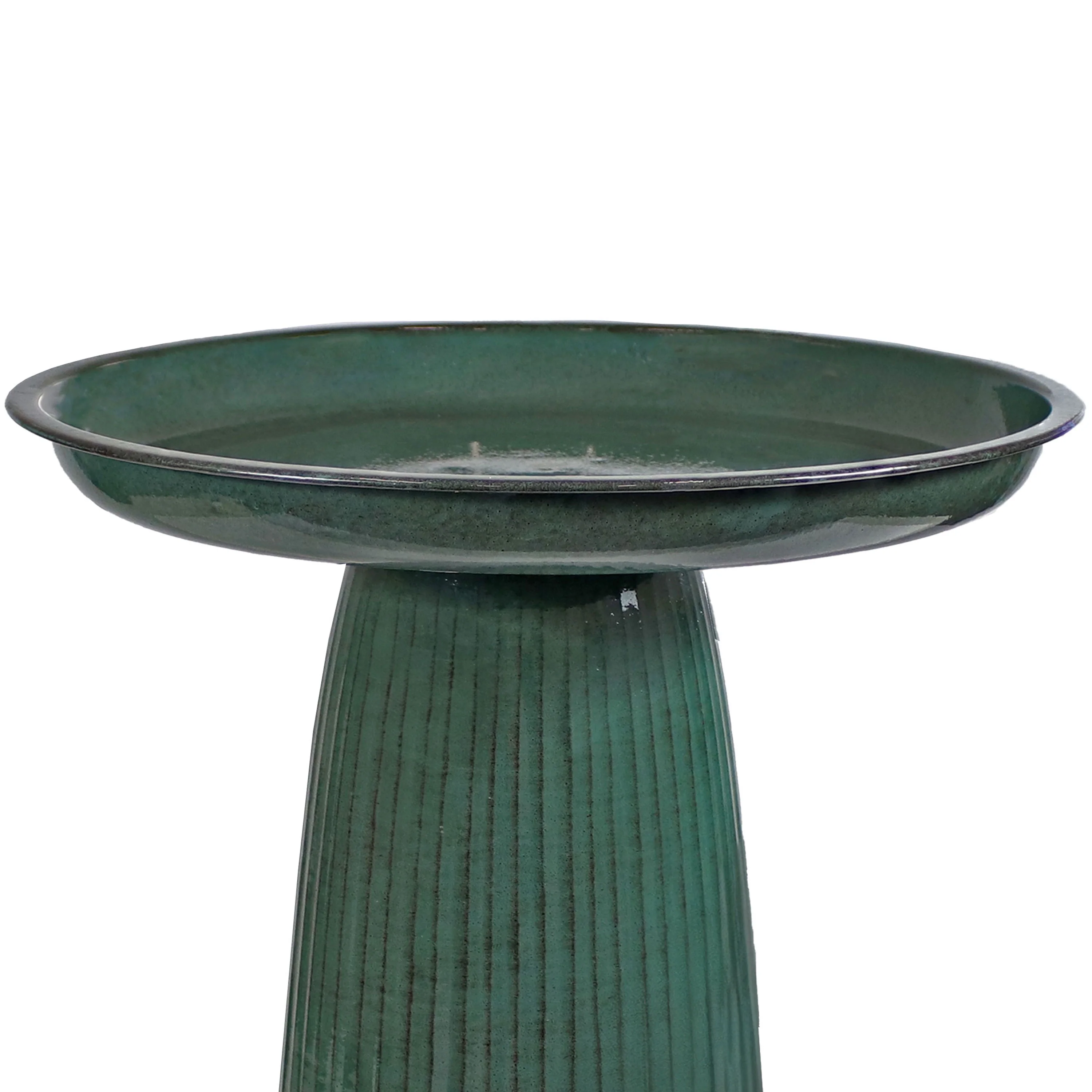 Sunnydaze Gleeful Garden Metal Outdoor Bird Bath - Green Glaze - 19"