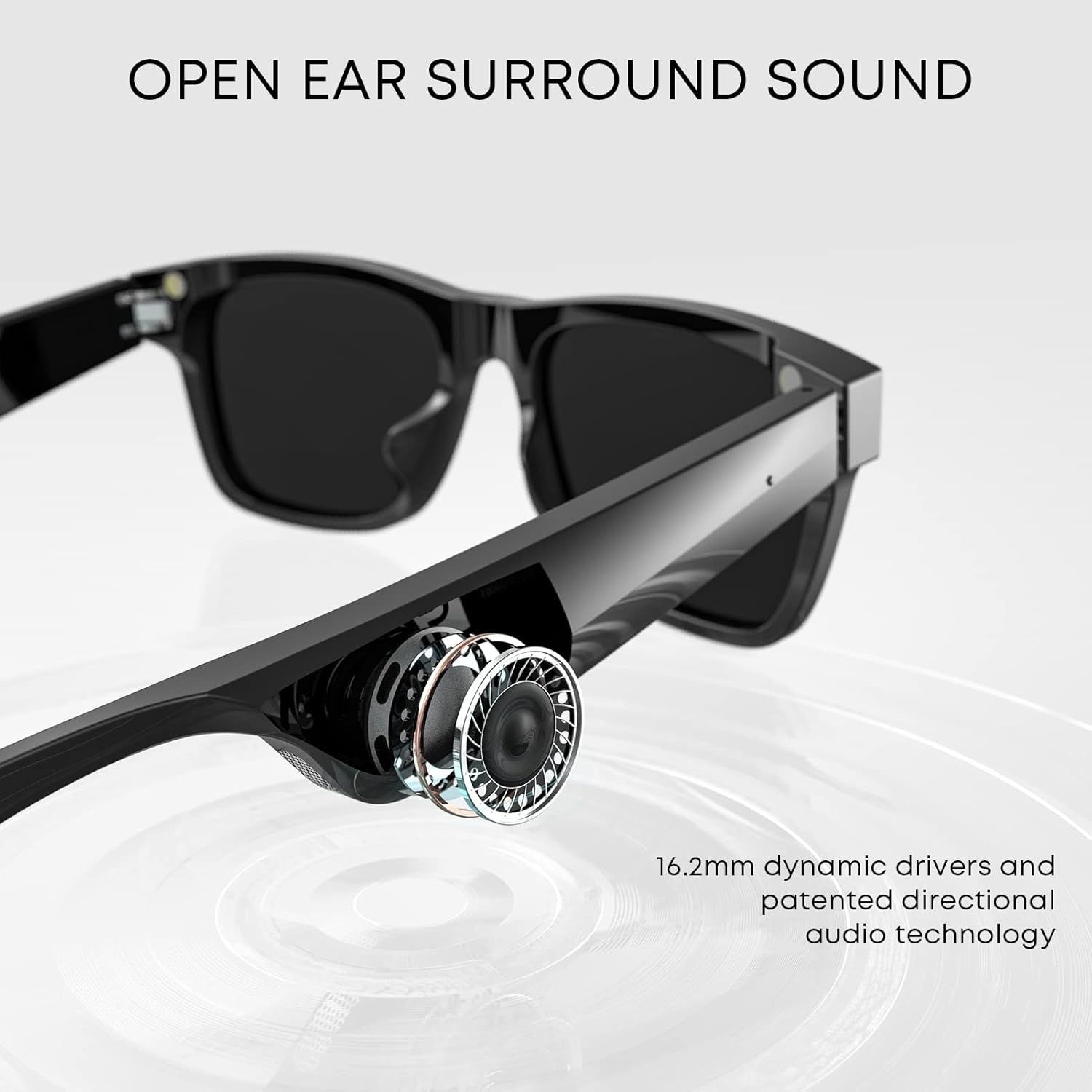 Bluetooth Glasses, with Open Ear Headphones, Smart Sunglasses Anti Blue Ray, Voice Assistant, IP4 Waterproof Audio Glasses