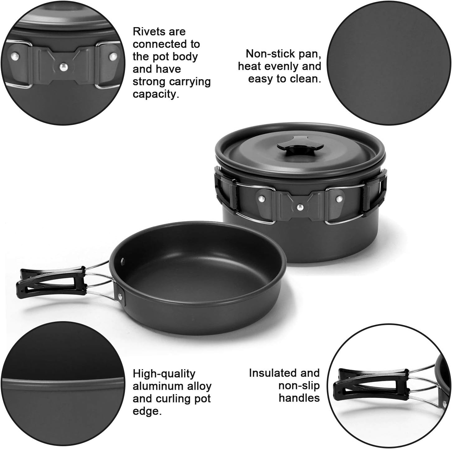 Odoland 16pcs Camping Cookware Set with Folding Camping Stove