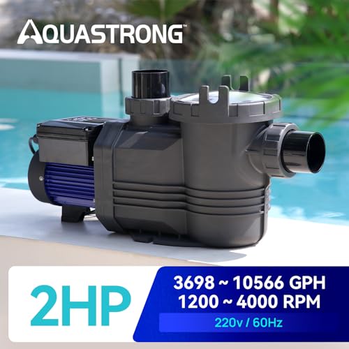 AQUASTRONG Variable Speed Pool Pump, 2 HP, 220V, 10566GPH, In/Above Pool Pump, Energy Efficient, High Flow