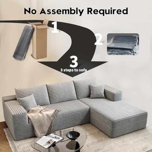 107.5" Cloud Modular Sectional Sofa with 1 Ottoman,Modern Minimalist Upholstered Couches, Comfort U Shaped Sofa for Living Room