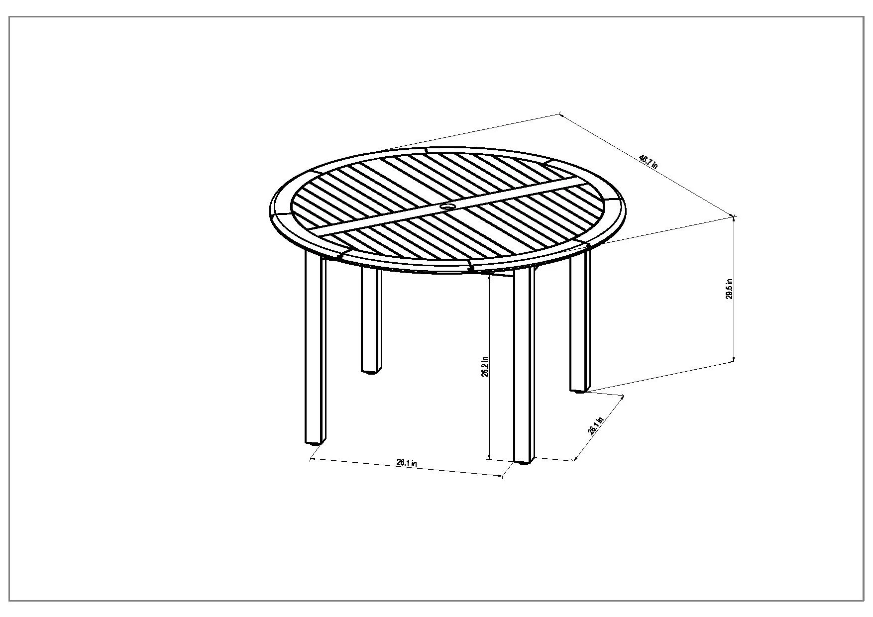 Amazonia Ostende Teak Finish Round Patio Table, Seating Capacity: 4