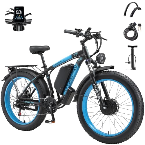 Electric Bike for Adults, 4000W Peak Power 26” Fat Tire Ebike, 34MPH AWD Dual Motor Electric Bicycles