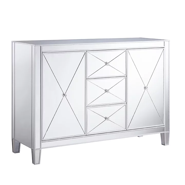 SEI Furniture Mirage 3-Drawer Mirrored Cabinet 50.25 x 35.25