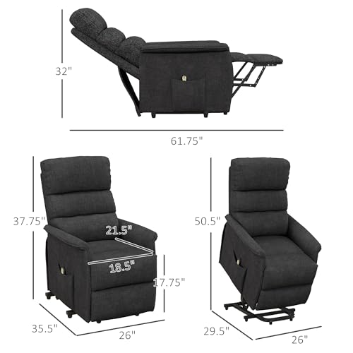 HOMCOM Power Lift Recliner Chair for Elderly, Easy Assembly, Fabric Lift Chair for Adults, Recliner Sofa with Remote Control