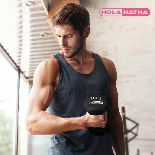 HolaHatha Neoprene Dumbbell Free Hand Weight Set with Rack, Ideal for Home Exercises to Gain Tone and Definition