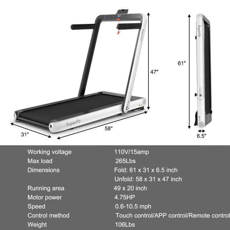 Costway 4.75HP 2 In 1 Folding Treadmill with Remote APP Control - Sports Supplies Online Store